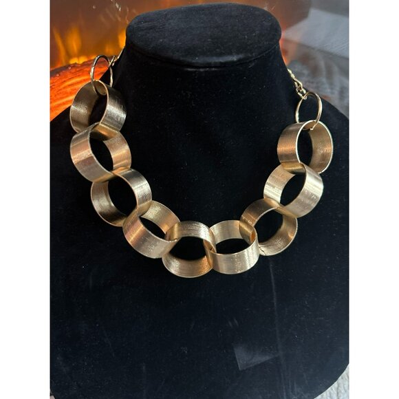 Gold-Tone Interlocking Hoop Necklace & Earring Set - Picture 3 of 7